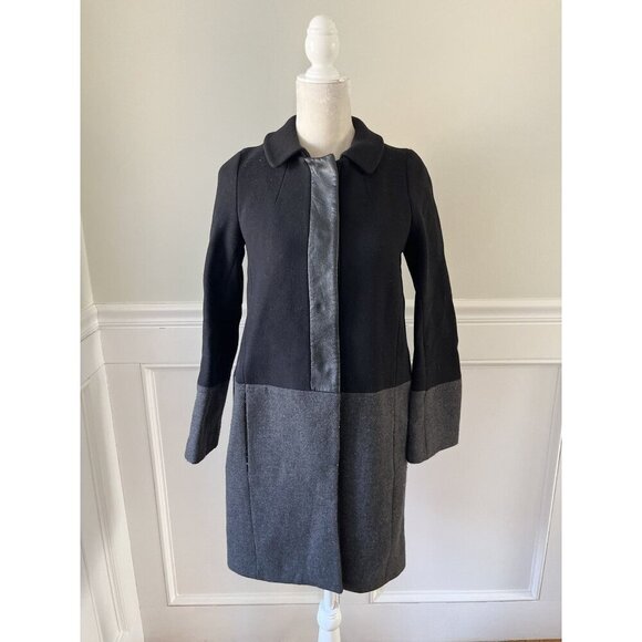 Gerard Darel Wool Blend Colorblock Coat With Removable Collar - Size EU 36 US 4 - Picture 1 of 5